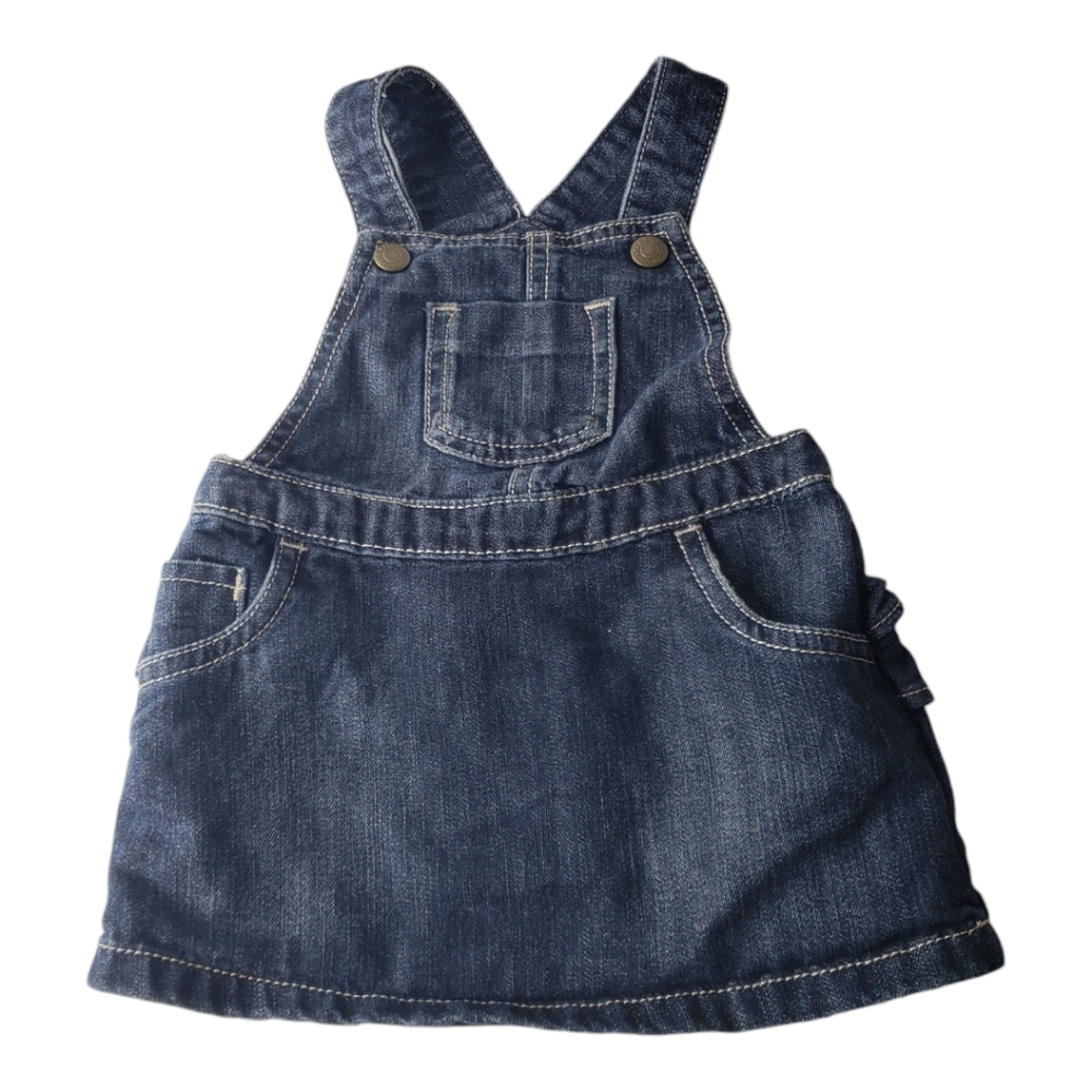 Old Navy Ruffle Butt Bibb Overall Denim Skirtals Gorp Farm Hippie 12-18 Months